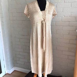 Maternity summer dress metallic gold